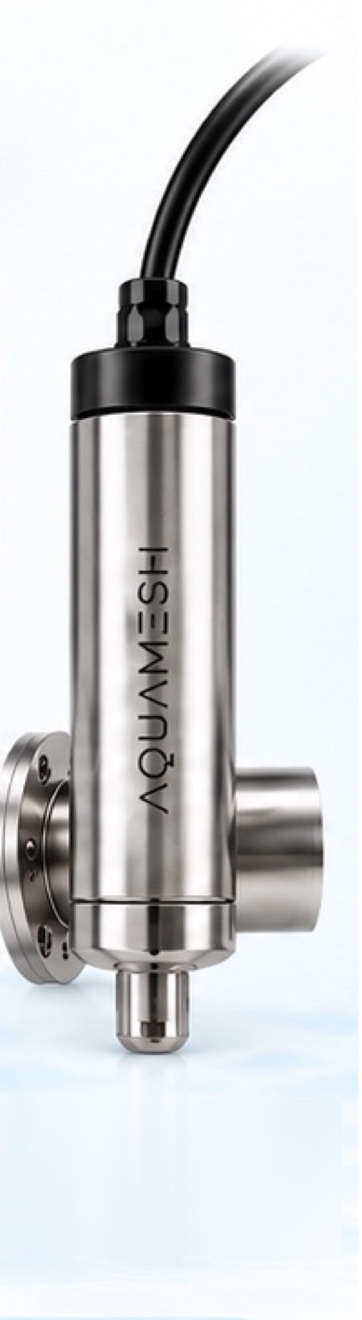 The AquaSpectra smart probe: a stainless in-situ optical sensor on a flanged process connection.