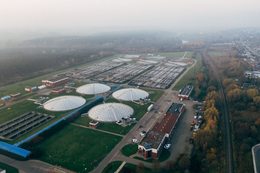 A municipal wastewater treatment works.